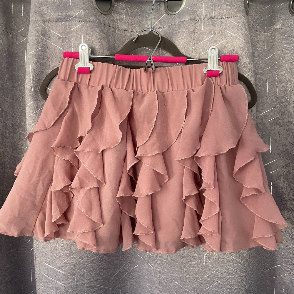 DIVIDED BY H&M Frilly Pink Mini Skirt - High-waisted Flare Style - Sz 6
